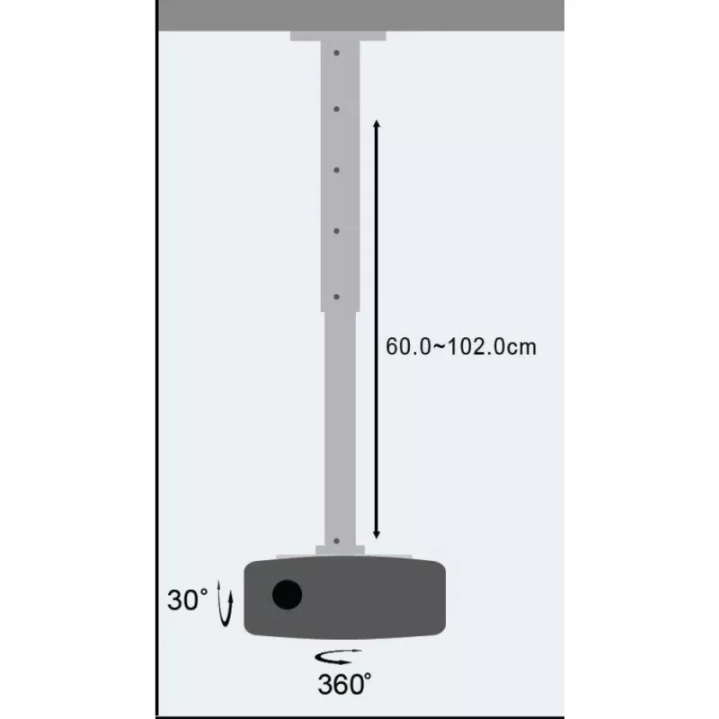Techly projektoriaus lubinis stovas su prailginimu 60-102 cm sidabrinis ICA-PM 102XL