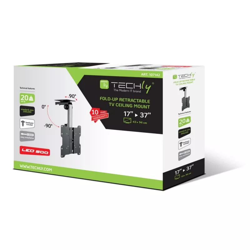 Techly sulankstomas lubinis laikiklis televizoriui LED/LCD 17–37 colių juodas