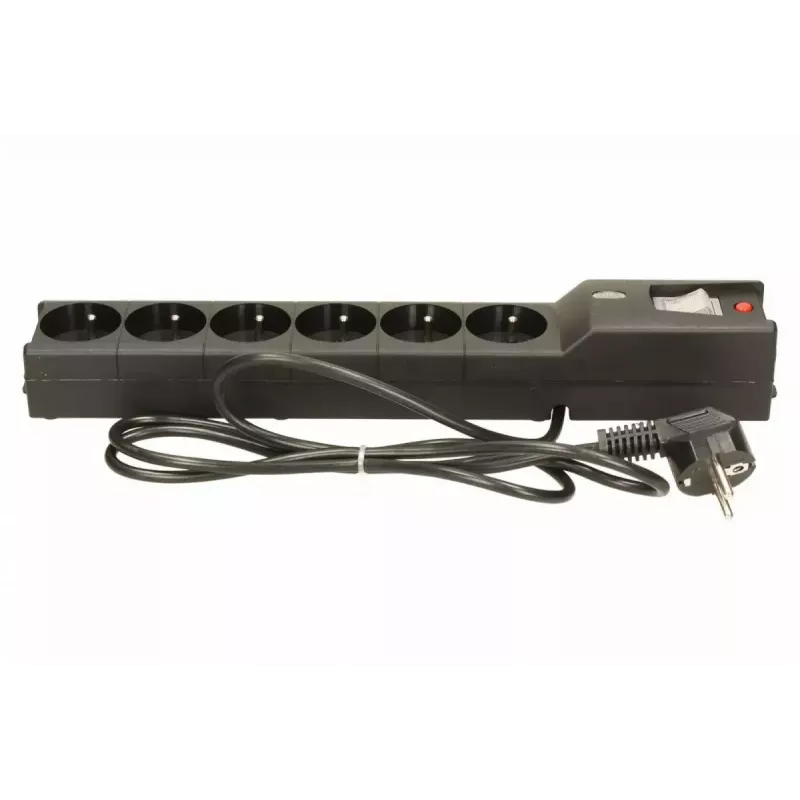 Apsauginis filtras Lestar LX 610 G-A – 6 IEC 320 lizdai, 1,5 m laidas, 155 J, 230 V, juodas