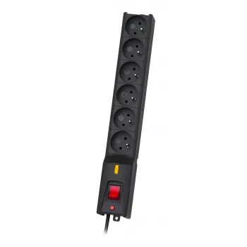 Apsauginis filtras Lestar LX 610 G-A – 6 IEC 320 lizdai, 1,5 m laidas, 155 J, 230 V, juodas