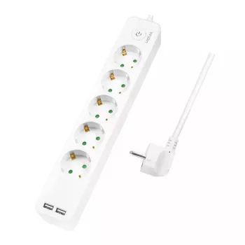 Prailginimo laidas LogiLink LPS249U 1,5 m, 5 kištukinių lizdų, vidaus naudojimui, baltas