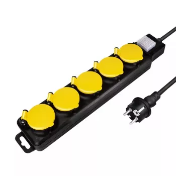 Prailginimo laidas LogiLink LPS255 1,5m 5 AC lizdų lauke Juodas Geltonas