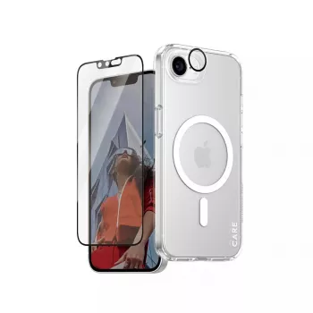 PanzerGlass CARE by ® Flagship 3-in-1 rinkinys iPhone 16e atsparus įbrėžimams ir smūgiams