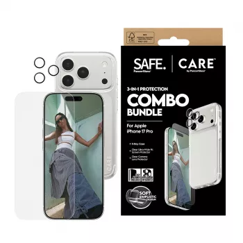 PanzerGlass 3-in-1 Combo Bundle iPhone 17 Pro CR40572 — apsauginis stiklas ekranui, fotoaparato dangtelis ir dėklas