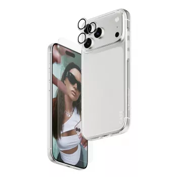 PanzerGlass 3 viename apsauginis komplektas iPhone 17 Pro Max: stiklas, dėklas ir kameros apsauga CR60725