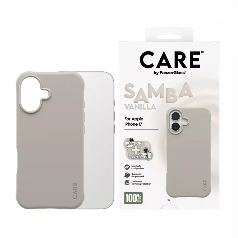PanzerGlass CARE Fashionable Case Samba Vanilla su MagSafe, skirtas iPhone 17