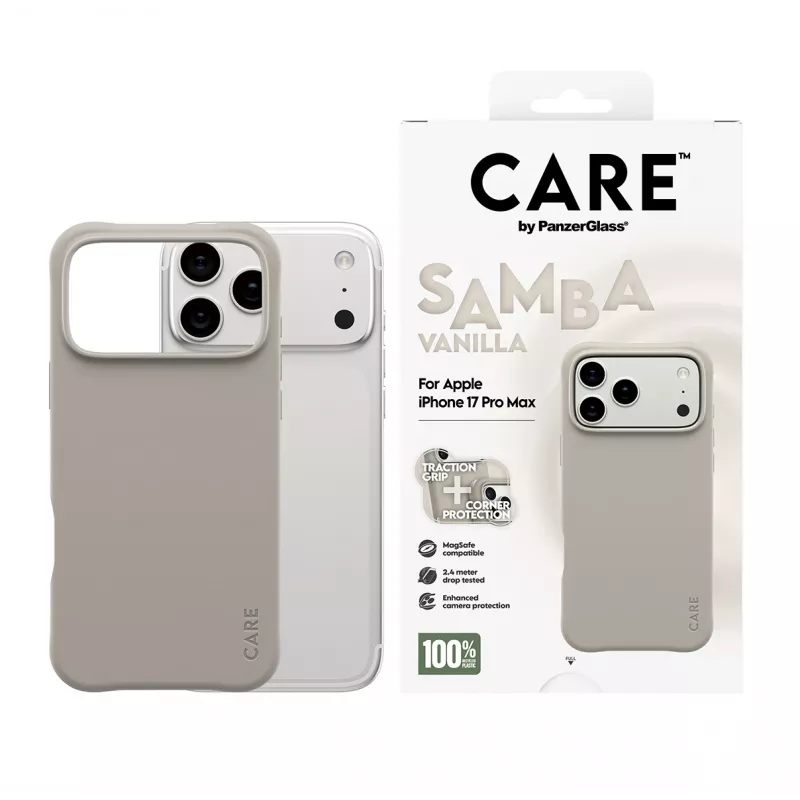Dėklas PanzerGlass CARE by Fashionable Case Samba Vanilla su MagSafe, iPhone 17 Pro Max