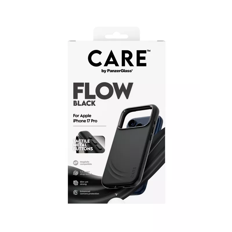 Apsauginis dėklas PanzerGlass CARE by Feature FLOW Case Black su MagSafe, skirtas iPhone 17 Pro
