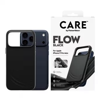 Apsauginis dėklas telefonui PanzerGlass CARE by Feature FLOW, skirtas iPhone 17 Pro Max, juodas, MagSafe suderinamas