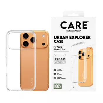 Apsauginis dėklas PanzerGlass CARE by Flagship Case Urban Explorer skaidrus rėmelis, skirtas iPhone 17 Pro