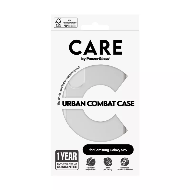 PanzerGlass Samsung Galaxy S25 dėklas Urban Combat Clear Frame permatomas