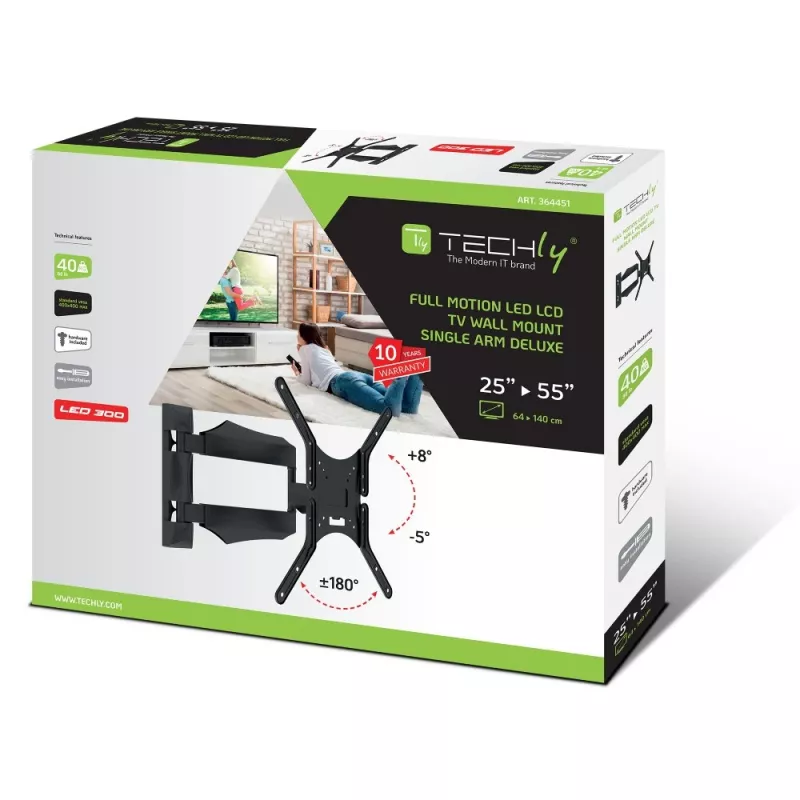 Techly ICA-PLB 271M TV laikiklis 132,1 cm (52 col.) juodas
