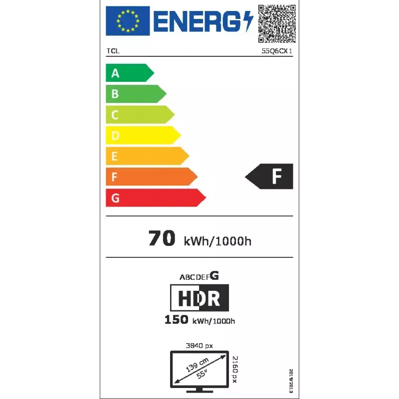 Televizorius TCL 55Q6C 55 colių QD-Mini LED 4K Ultra HD, 3840×2160, Google TV, HDMI 2.1, 2.1ch 40W, HDR10+