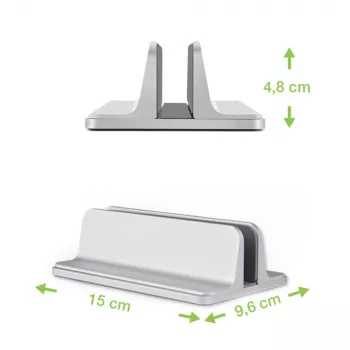 Stovas nešiojamam kompiuteriui TECHLY vertikalus aliumininis sidabrinis iki 17 colių (96×150×48 mm, 580 g)