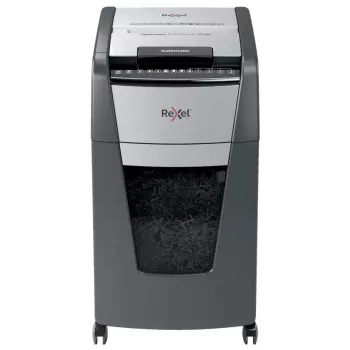 Rexel Optimum Auto+ 300M popieriaus smulkintuvas, mikro pjūvis, 55 dB, 23 cm, juoda, pilka