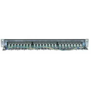 Intellinet Patch Panel Cat6 FTP 24 prievadai 1U ekranuotas 90° viršutinis Punch-Down blokas juodas