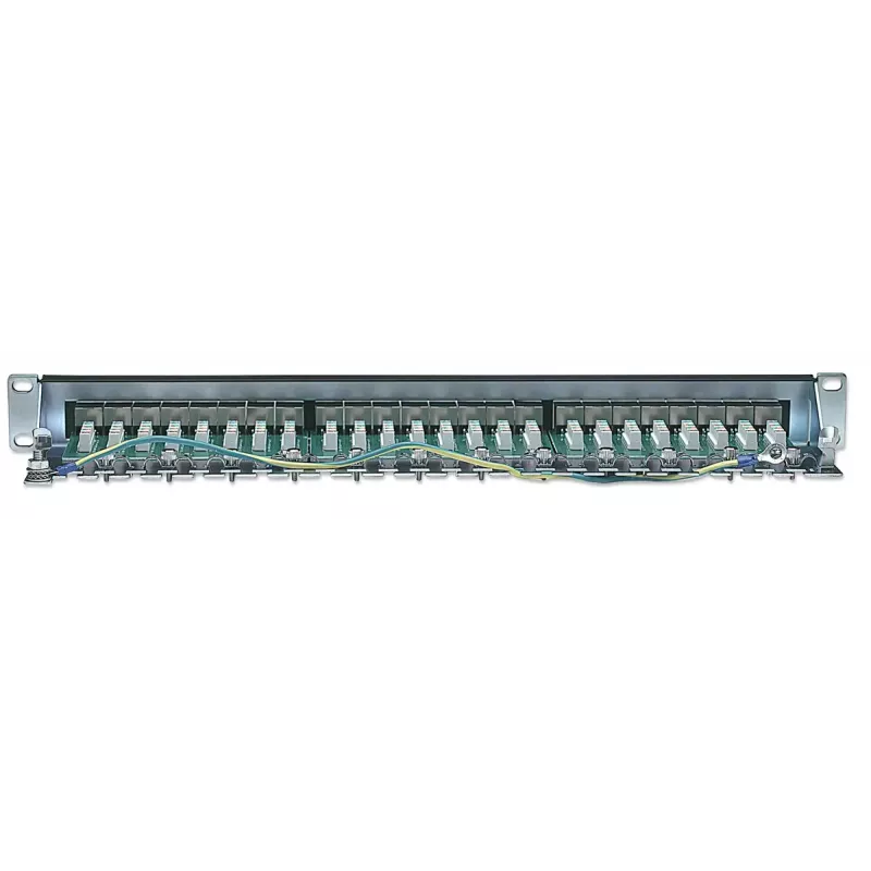 Intellinet Patch Panel Cat6 FTP 24 prievadai 1U ekranuotas 90° viršutinis Punch-Down blokas juodas
