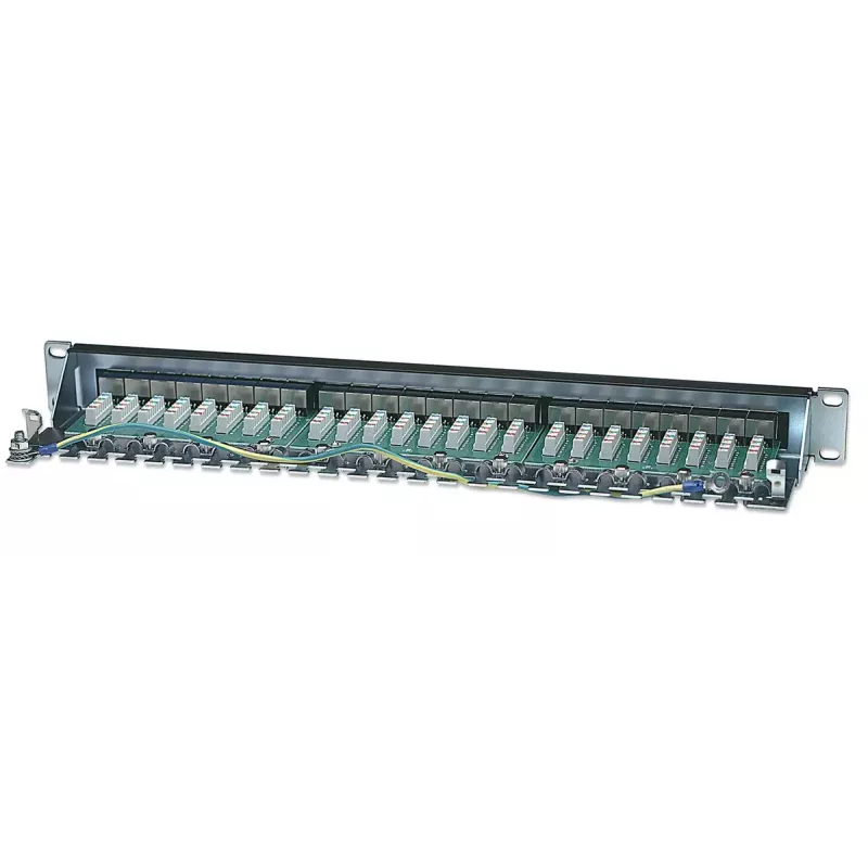 Intellinet Patch Panel Cat6 FTP 24 prievadai 1U ekranuotas 90° viršutinis Punch-Down blokas juodas
