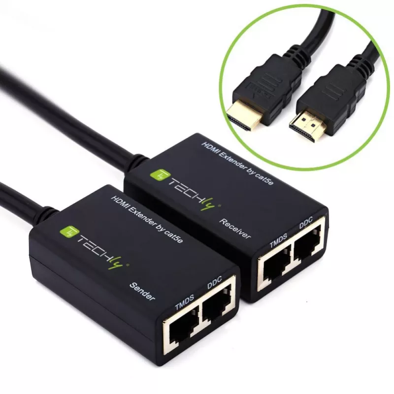 Techly HDMI stiprintuvas Cat 5e / 6 kompaktiškas 30m IDATA EXT-E30D