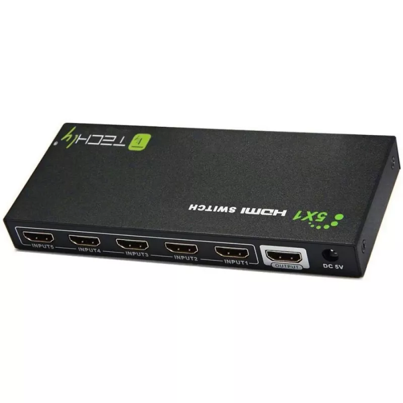 Techly HDMI jungiklis 5 į 1 su nuotolinio valdymo pulteliu, 4Kx2K, 3D IDATA HDMI-4K51