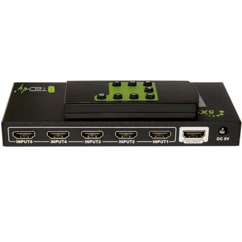Techly HDMI jungiklis 5 į 1 su nuotolinio valdymo pulteliu, 4Kx2K, 3D IDATA HDMI-4K51