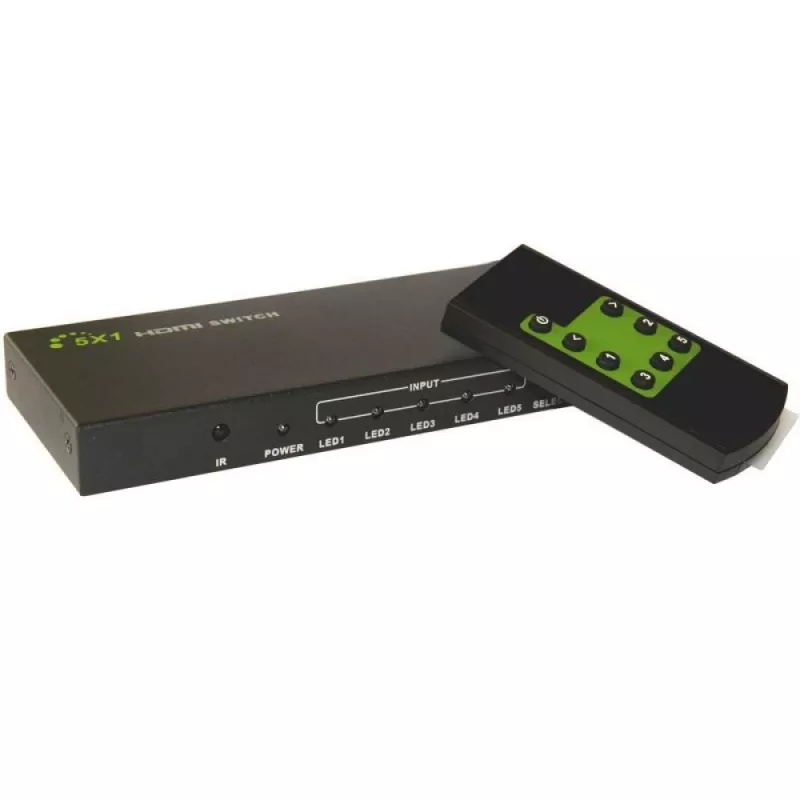 Techly HDMI jungiklis 5 į 1 su nuotolinio valdymo pulteliu, 4Kx2K, 3D IDATA HDMI-4K51
