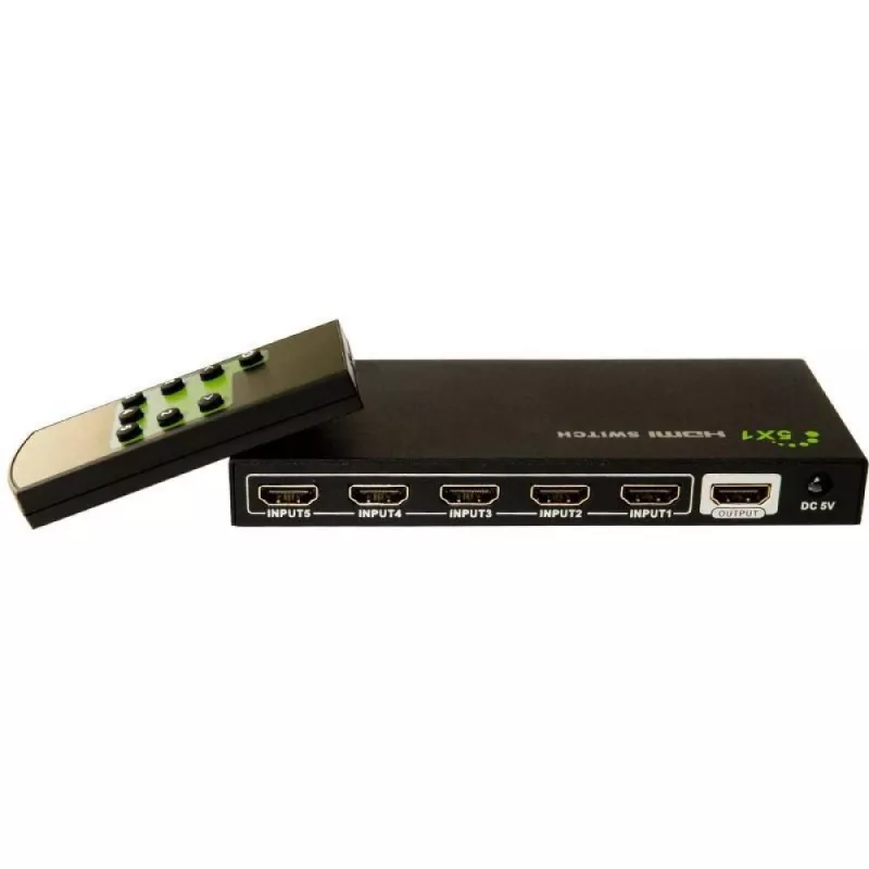 Techly HDMI jungiklis 5 į 1 su nuotolinio valdymo pulteliu, 4Kx2K, 3D IDATA HDMI-4K51