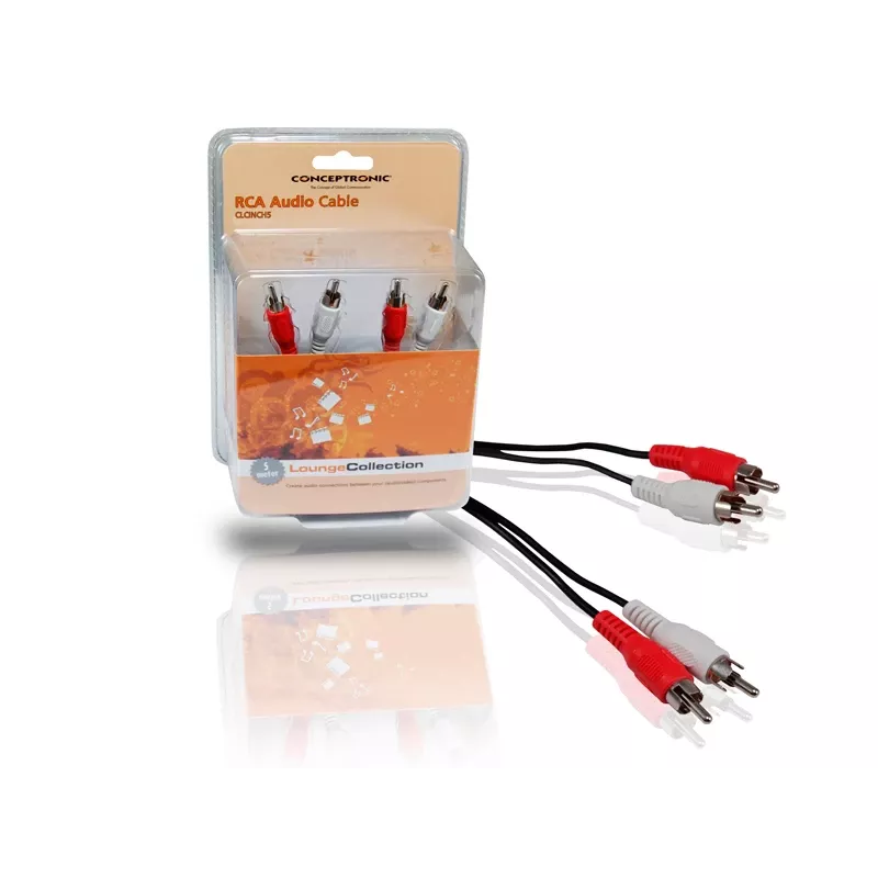 Conceptronic RCA garso laidas, RCA, vyriškas, RCA, vyriškas, 5 m, juodas