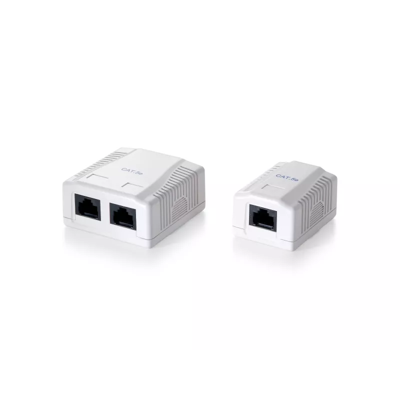 Equip 2 prievadų Cat.5e paviršinė montavimo dėžutė, RJ-45, 5e, balta, 59 mm, 29,5 mm, 61 mm