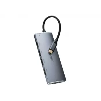 Equip 133482 USB-C 7 viename daugiafunkcis adapteris, USB 3.2 Gen 1, HDMI 4K 30 Hz, 3x USB 3.0, SD/microSD, USB-C PD 100 W, aliumininis