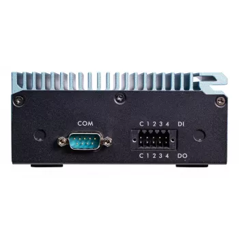 Shuttle Edge PC SPCEL02 – belaidis mini kompiuteris, Intel Celeron J6412, 1x HDMI, 2x 2.5G LAN, 1x COM, DIO (4 į, 4 iš), 3x USB, 2x M.2, 12-24V, 24/7 darbas, be ventiliatoriaus, su VESA ir DIN-RAIL laikikliais