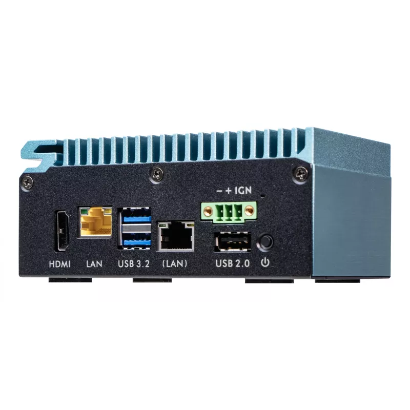 Shuttle Edge PC SPCEL02 – belaidis mini kompiuteris, Intel Celeron J6412, 1x HDMI, 2x 2.5G LAN, 1x COM, DIO (4 į, 4 iš), 3x USB, 2x M.2, 12-24V, 24/7 darbas, be ventiliatoriaus, su VESA ir DIN-RAIL laikikliais