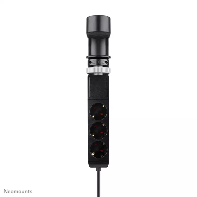 Neomounts DS22-840BL6 stalinis kištukinis lizdas su spaustuku ir USB-C bei USB-A prievadais – greitas įkrovimas
