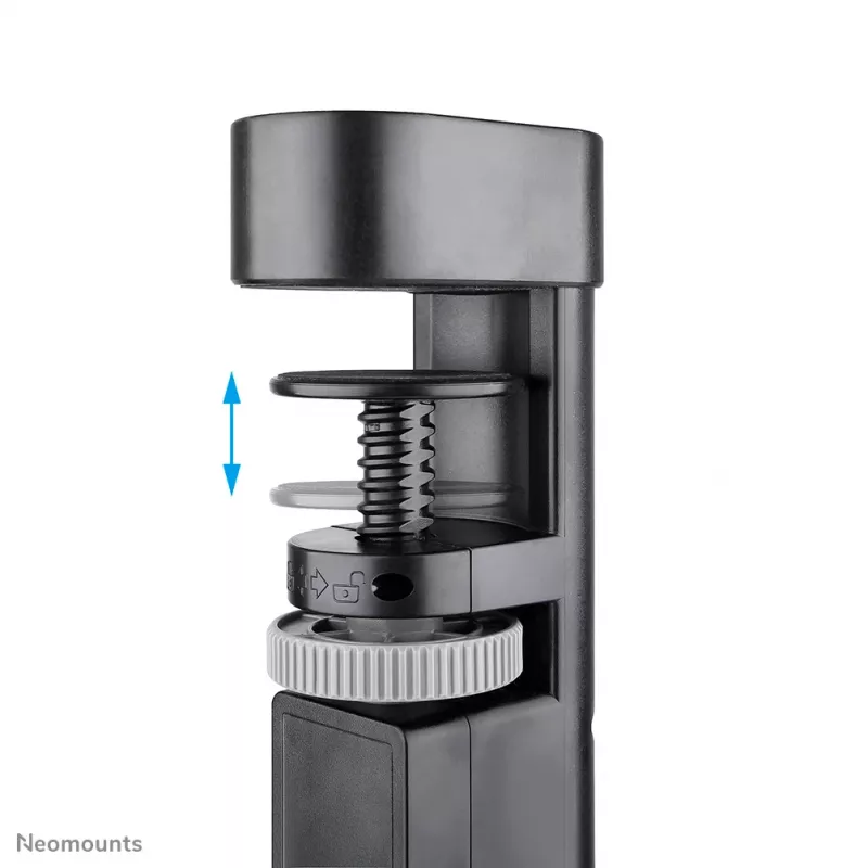 Neomounts DS22-840BL6 stalinis kištukinis lizdas su spaustuku ir USB-C bei USB-A prievadais – greitas įkrovimas