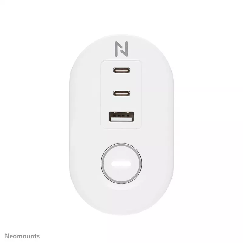 Neomounts DS22-840WH6 stalo kištukinis lizdas su spaustuku, USB-C ir USB-A prievadais – greitas įkrovimas