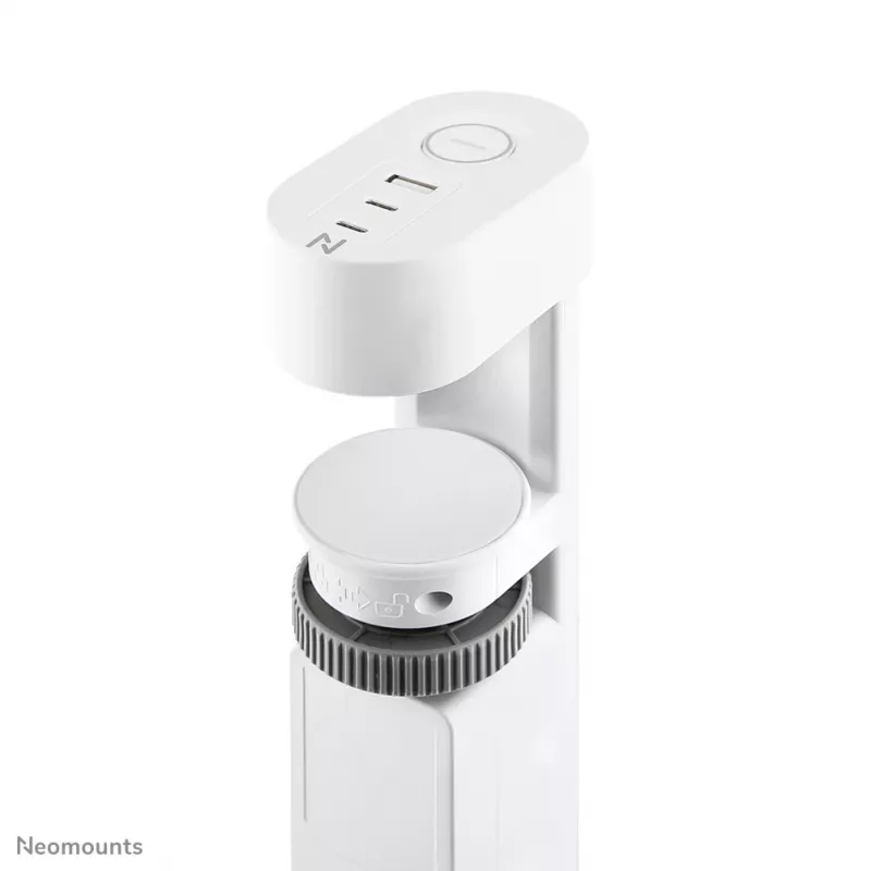 Neomounts DS22-840WH6 stalo kištukinis lizdas su spaustuku, USB-C ir USB-A prievadais – greitas įkrovimas
