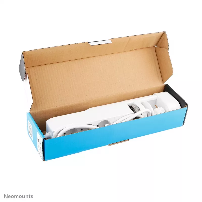 Neomounts DS22-840WH6 stalo kištukinis lizdas su spaustuku, USB-C ir USB-A prievadais – greitas įkrovimas