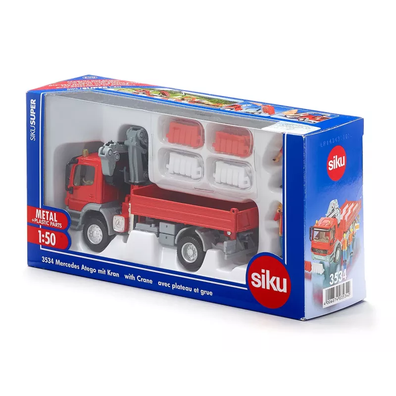 Siku Mercedes Atego su kranu 1:50 metalinis modelis