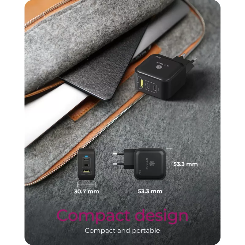 Kroviklis vidaus ICY BOX IB-PS1030-PD Universal Black Fast Charging