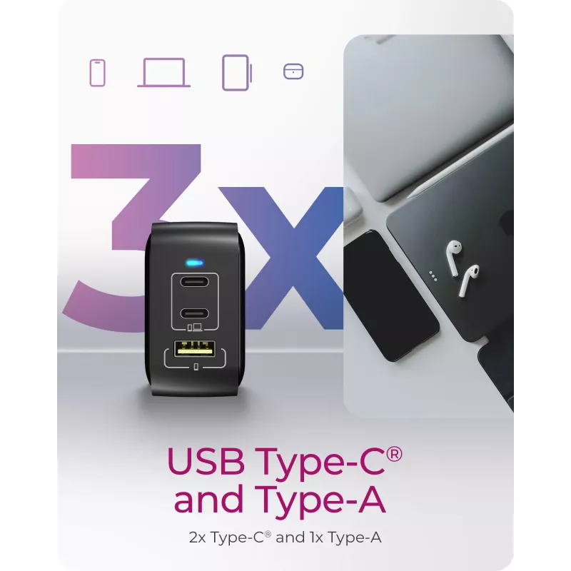 Kroviklis vidaus ICY BOX IB-PS1030-PD Universal Black Fast Charging