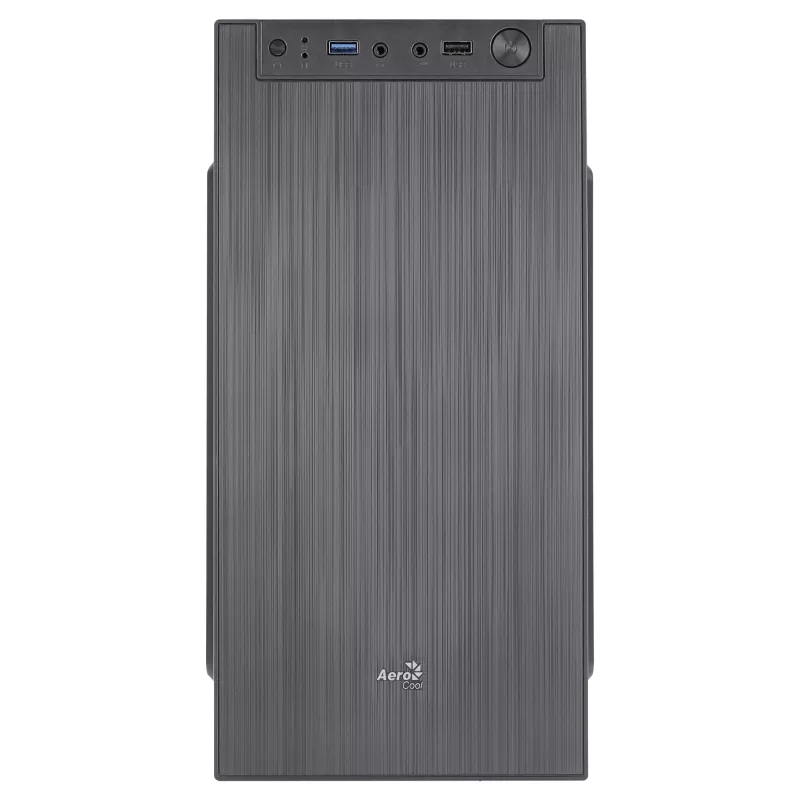 Aerocool CS108BKV1 kompiuterio korpusas Micro ATX, aliuminio šepetėliuotas juodas, 80 mm ventiliatorius