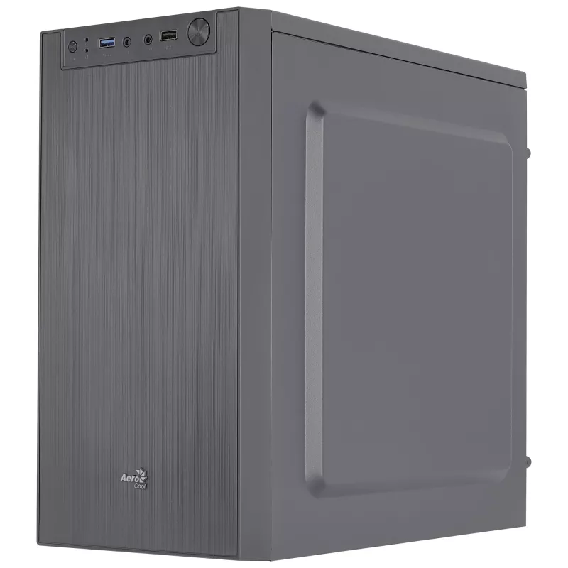 Aerocool CS108BKV1 kompiuterio korpusas Micro ATX, aliuminio šepetėliuotas juodas, 80 mm ventiliatorius