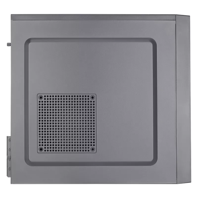 Aerocool CS108BKV1 kompiuterio korpusas Micro ATX, aliuminio šepetėliuotas juodas, 80 mm ventiliatorius