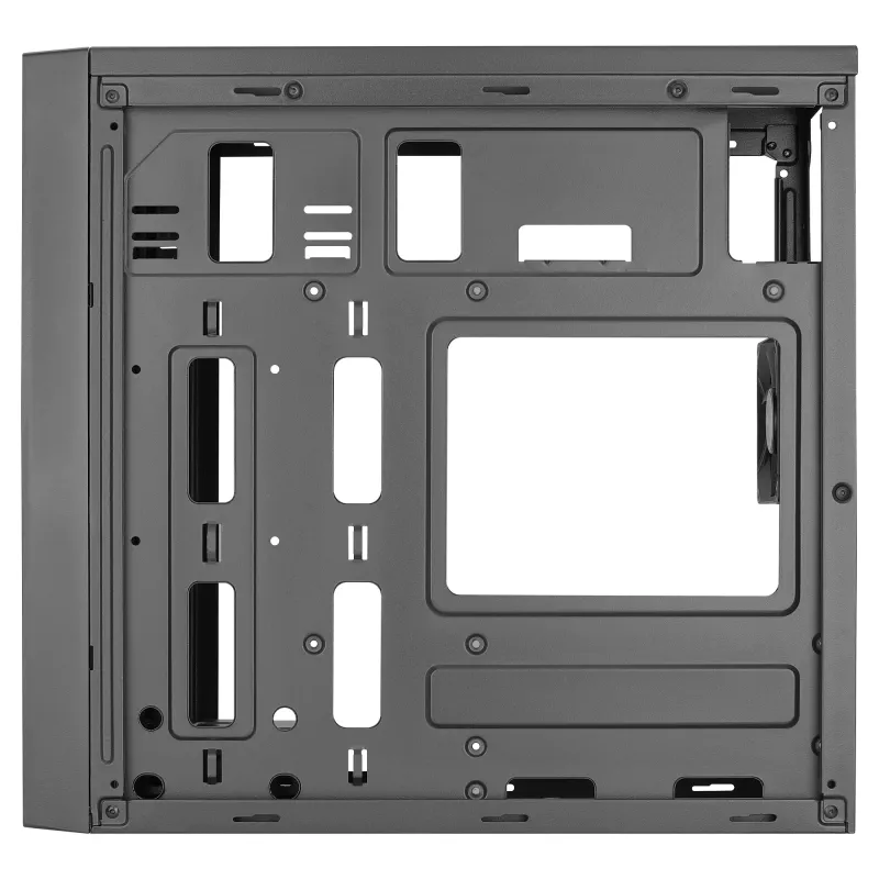 Aerocool CS108BKV1 kompiuterio korpusas Micro ATX, aliuminio šepetėliuotas juodas, 80 mm ventiliatorius