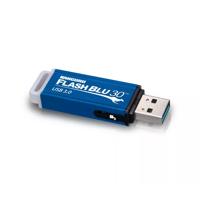 Kanguru FlashBlu30 SuperSpeed USB3.0 16GB – saugi atmintinė su fiziniu rašymo apsaugos jungikliu
