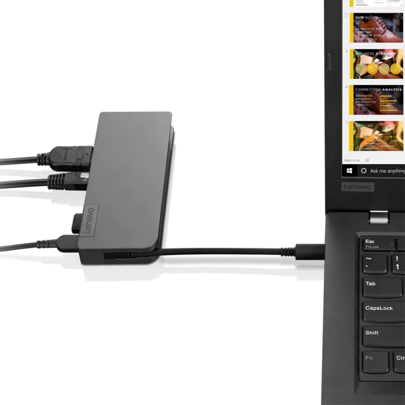 Lenovo 4X90S92381 Powered USB-C Travel Hub doko stotelė, VGA, HDMI, 13 W, Iron Grey