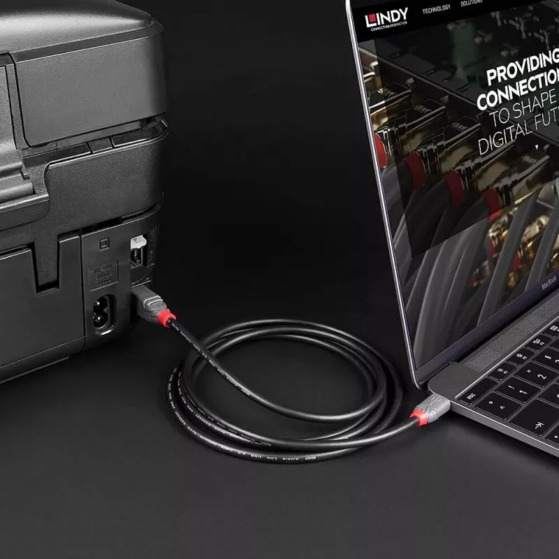 Lindy 3m USB 2.0 Type C į B laidas, Anthra Line, 3 m, USB C, USB B, USB 2.0, 0.48 Gbit/s, juoda