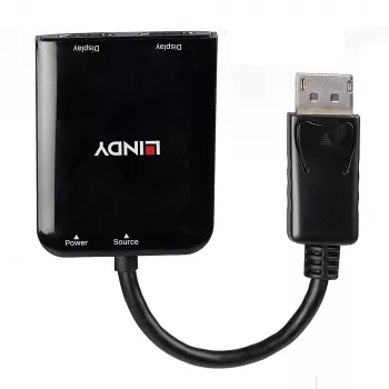 Lindy 38430 DP MST šakotuvas – 2 prievadų DisplayPort šakotuvas, 4K@30Hz, juodas