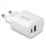 Vidinis įkroviklis Lindy 73413 – universalus 100–240 V, išėjimas 12 V 3 A, USB-A + USB-C, baltas