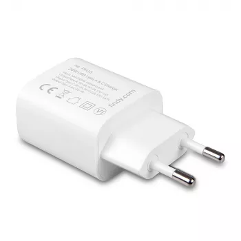 Lindy 73413 USB-A ir USB-C įkroviklis, 20 W, Power Delivery, 100–240 V, baltas